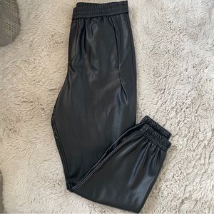 Zara Faux Leather Jogger Pants, Black, Size M